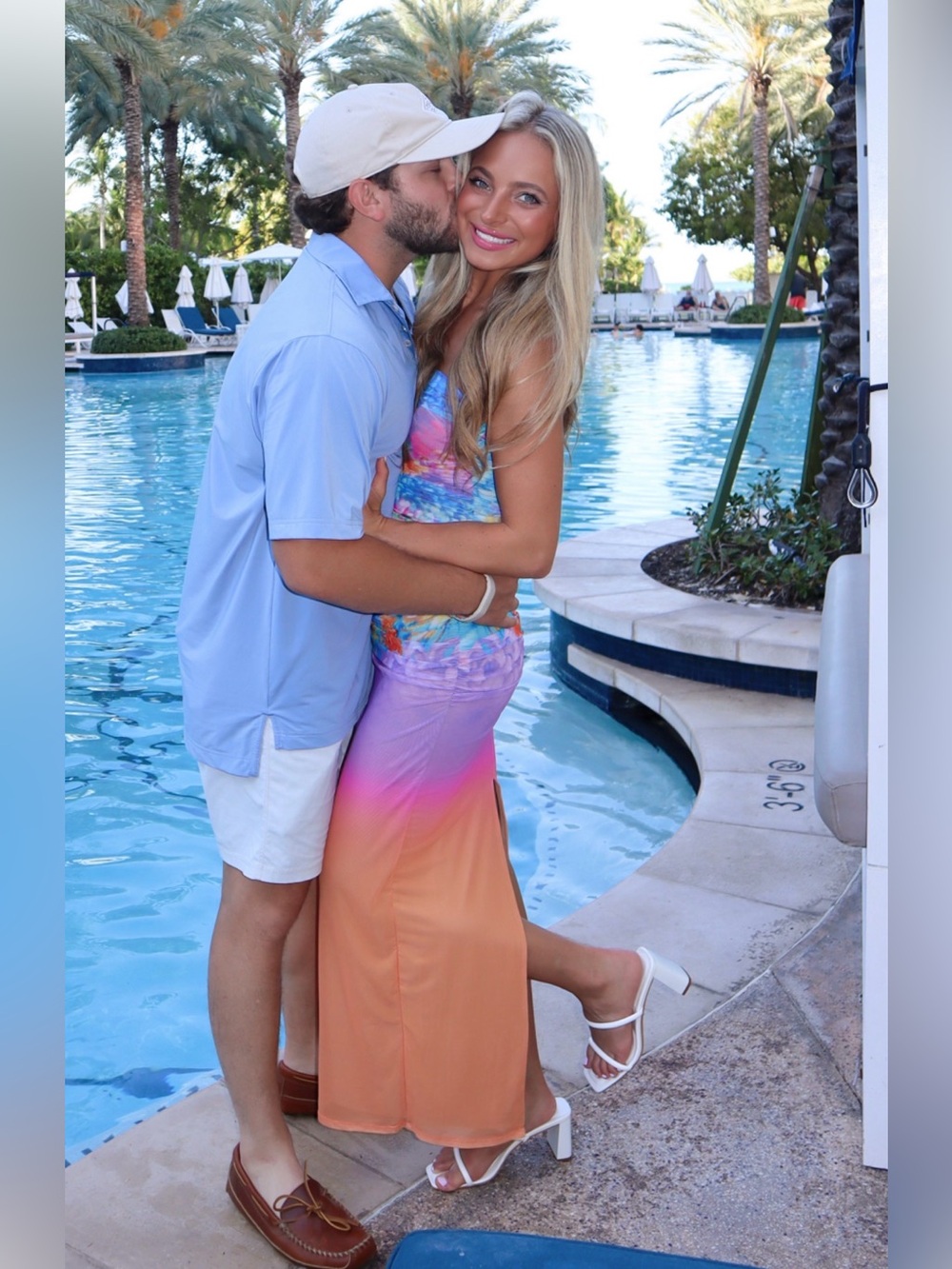AFRM Strapless Ombre & Tropical Print Maxi Dress - Orange, Purple, Blue - Picture 3 of 4